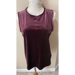 Gap Womens Burgandy Mock Neck Velvet Sleeveless Top Size M
